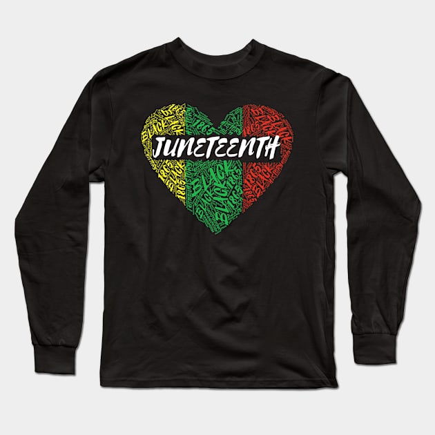 Juneteenth Heart Celebrate African American Freedom June 19 Long Sleeve T-Shirt by BramCrye